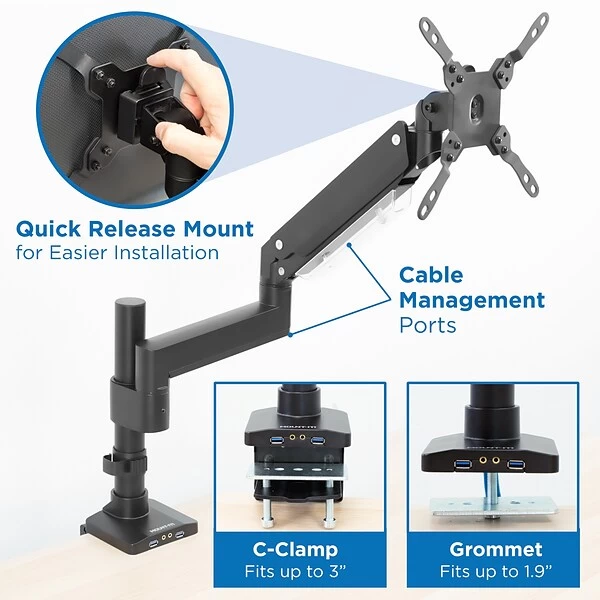 Mount-lt! Adjustable Monitor Mount, Up To 35", Black (MI-4771) 3 Mount-lt! Adjustable Monitor Mount, Up To 35", Black (MI-4771) - Image 3