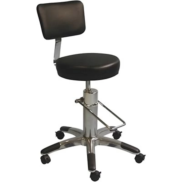 Brandt Hydraulic Surgeon Stool With Backrest, Black (15512) 1 Brandt Hydraulic Surgeon Stool With Backrest, Black (15512)