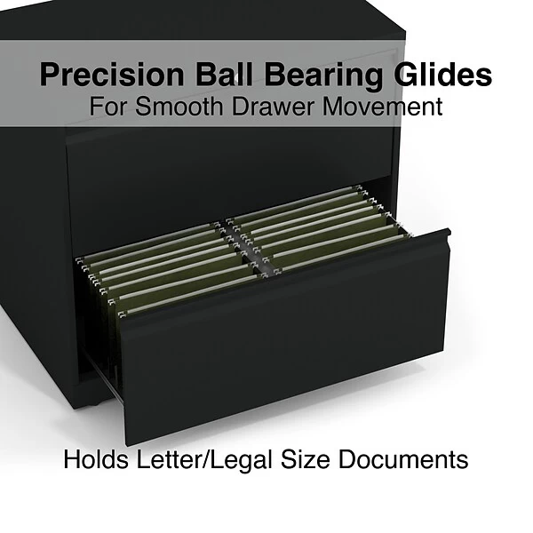 Quill Brand® Commercial 2 File Drawer Lateral File Cabinet, Assembled, Black, Letter/Legal, 30"W (20068D) 2 Quill Brand® Commercial 2 File Drawer Lateral File Cabinet, Assembled, Black, Letter/Legal, 30"W (20068D) - Image 2