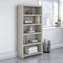 Office By Kathy IrelandĀ® Echo 5 Shelf Bookcase, Gray Sand (KI60204-03)