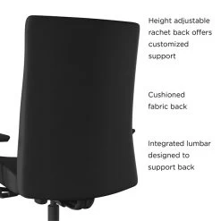 Home furniture 25 WPS Upholstered Task Chair 2D, Adjustable Arms, Black Fabric Synchro Tilt (54045)