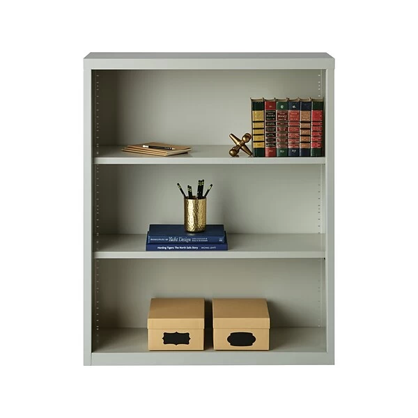 Hirsh HL8000 Series 3-Shelf 42"H Steel Bookcase, Light Gray (21991) 3 Hirsh HL8000 Series 3-Shelf 42"H Steel Bookcase, Light Gray (21991) - Image 3