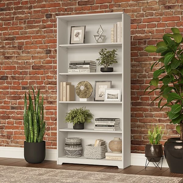 Bush Furniture Cabot 66.3" 5-Shelf Bookcase, White (WC31966) 1 Bush Furniture Cabot 66.3" 5-Shelf Bookcase, White (WC31966)