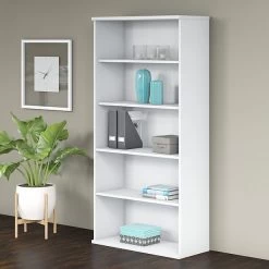 Bush Business Furniture Studio C 5 Shelf Bookcase, White (SCB136WH)
