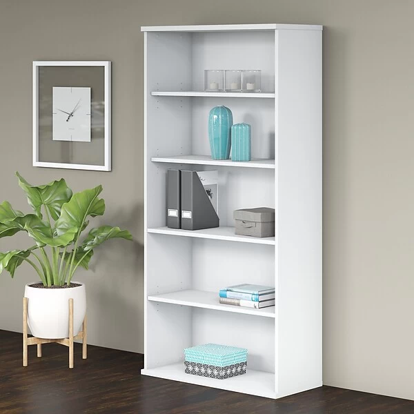 Bush Business Furniture Studio C 5 Shelf Bookcase, White (SCB136WH) 1 Bush Business Furniture Studio C 5 Shelf Bookcase, White (SCB136WH)