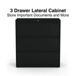 Quill Brand® HL8000 Commercial 3-Drawer Lateral File Cabinet, Locking, Letter/Legal, Black, 36"W (23199D)