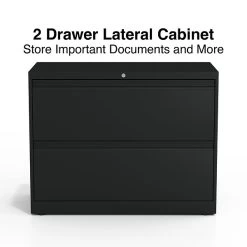 Quill Brand® Commercial 2 File Drawer Lateral File Cabinet, Locking, Black, Letter/Legal, 36"W (20054D)