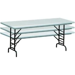 Correll® 24"D X 48"L Heavy Duty Adjustable Height Plastic Folding Table; Mocha Granite Top