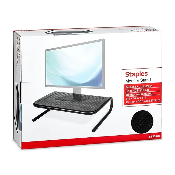 Staples® Metal Monitor Stand, Black, 4"H X 14"W X 11"D 4 Staples® Metal Monitor Stand, Black, 4"H X 14"W X 11"D - Image 4