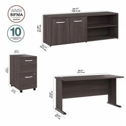 Bush Business Furniture Studio A 60"W Computer Desk With File Cabinet And Storage Cabinet, Storm Gray (STA006SGSU) -Home furniture 78D616EF 5D8C 48CC 8F9EDBC10F382956 s7