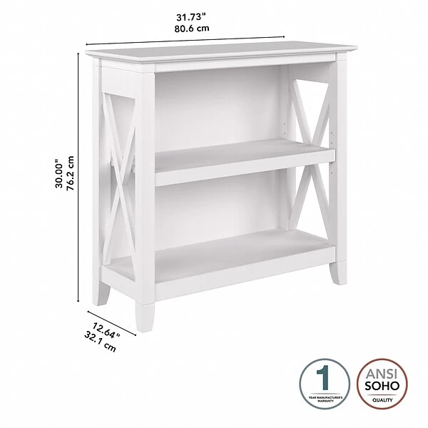 Bush Furniture Key West 2-Shelf 30"H Small Bookcase, Pure White Oak (KWB124WT-03) 3 Bush Furniture Key West 2-Shelf 30"H Small Bookcase, Pure White Oak (KWB124WT-03) - Image 3