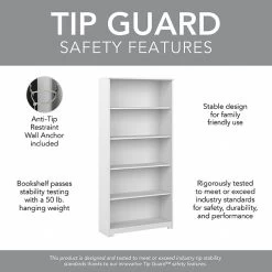 Bush Furniture Cabot 66.3" 5-Shelf Bookcase, White (WC31966) 10 Bush Furniture Cabot 66.3" 5-Shelf Bookcase, White (WC31966) -Home furniture 82309749 BBA6 4E58 880F91123F4356E0 s7