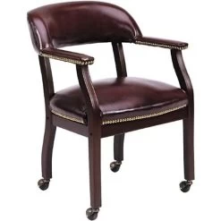 Boss® Captain's Guest Armchair; With Casters, Burgundy