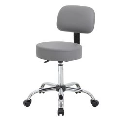 Boss Caressoft Armless Antimicrobial Medical Stool W/Back Cushion, Gray (B245-GY)