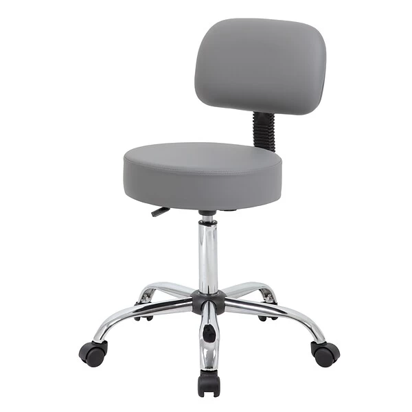 Boss Caressoft Armless Antimicrobial Medical Stool W/Back Cushion, Gray (B245-GY) 1 Boss Caressoft Armless Antimicrobial Medical Stool W/Back Cushion, Gray (B245-GY)