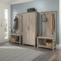 Bush Furniture Key West 66" Hall Tree With Shoe Storage Bench, Washed Gray (KWS166WG-03) -Home furniture A0651DC5 B3E5 4981 97E47D1B60B6946F s7
