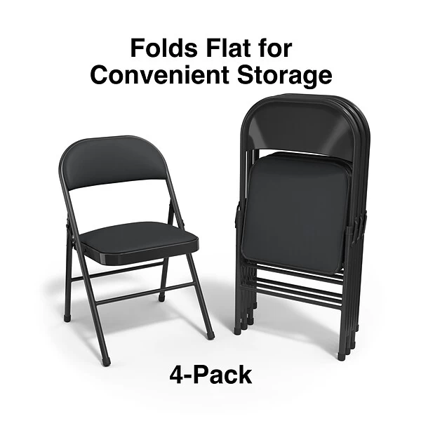 Quill Brand® Luxura Faux Leather Folding Chair, Black, 4/Pack (51504) 3 Quill Brand® Luxura Faux Leather Folding Chair, Black, 4/Pack (51504) - Image 3