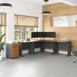 Bush Business Furniture Cubix 3 Drawer Mobile File Cabinet, Natural Cherry/Slate (WC57453PSU) -Home furniture A1A88E4A 2123 4D21 A8C0A9F60AF759D1 s7