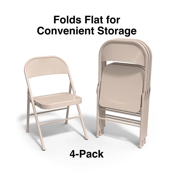 Quill Brand® Metal Folding Chairs, Taupe, 4/Pack (51503) 2 Quill Brand® Metal Folding Chairs, Taupe, 4/Pack (51503) - Image 2
