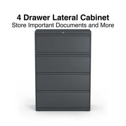 Quill Brand® 4-Drawer Lateral File Cabinet, Locking, Letter/Legal, Charcoal, 36"W (26825D)