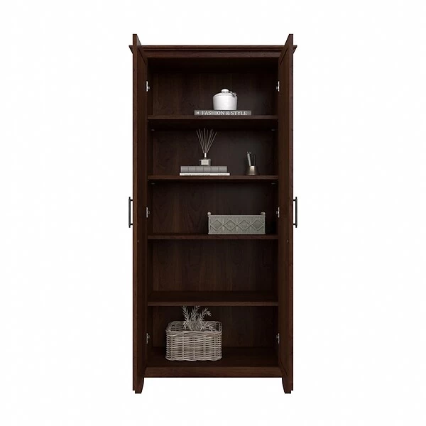 Bush Furniture Key West 65.98" Tall Storage Cabinet With Doors And 5 Shelves, Bing Cherry (KWS266BC-03) 7 Bush Furniture Key West 65.98" Tall Storage Cabinet With Doors And 5 Shelves, Bing Cherry (KWS266BC-03) - Image 7