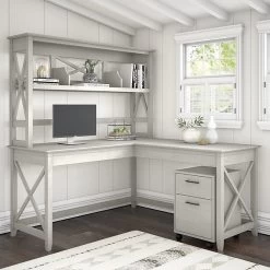 Bush Furniture Key West 60 "W Desktop Hutch, Linen White Oak (KWH160LW-03) -Home furniture B9C3676A BFE2 4AE9 9A8790A805E1214C s7