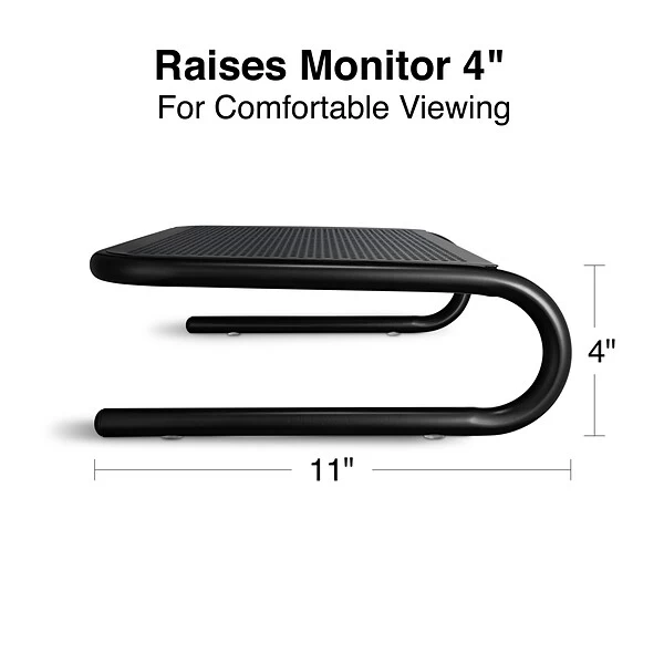 Staples® Metal Monitor Stand, Black, 4"H X 14"W X 11"D 2 Staples® Metal Monitor Stand, Black, 4"H X 14"W X 11"D - Image 2