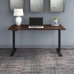 Bush Business Furniture Move 60 Series 27"-48" Adjustable Standing Desk, Black Walnut/Black (M6S6030BWBK)