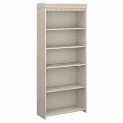 Bush Furniture Fairview 5 Shelf Bookcase, Antique White (WC53265-03)