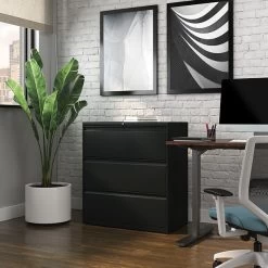 Quill Brand® HL8000 Commercial 3-Drawer Lateral File Cabinet, Locking, Letter/Legal, Black, 36"W (23199D) -Home furniture C2889CF7 59A9 4C10 A24A4BF270B55075 s7