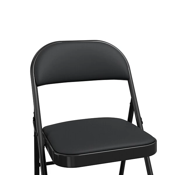 Quill Brand® Luxura Faux Leather Folding Chair, Black, 4/Pack (51504) 2 Quill Brand® Luxura Faux Leather Folding Chair, Black, 4/Pack (51504) - Image 2