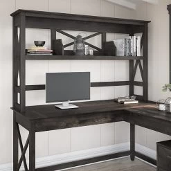 Bush Furniture Key West 60 "W Desktop Hutch, Dark Gray Hickory (KWH160GH-03)
