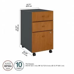 Bush Business Furniture Cubix 3 Drawer Mobile File Cabinet, Natural Cherry/Slate (WC57453PSU) -Home furniture C87AC46F F053 463B 9C0618A07A29CCBF s7