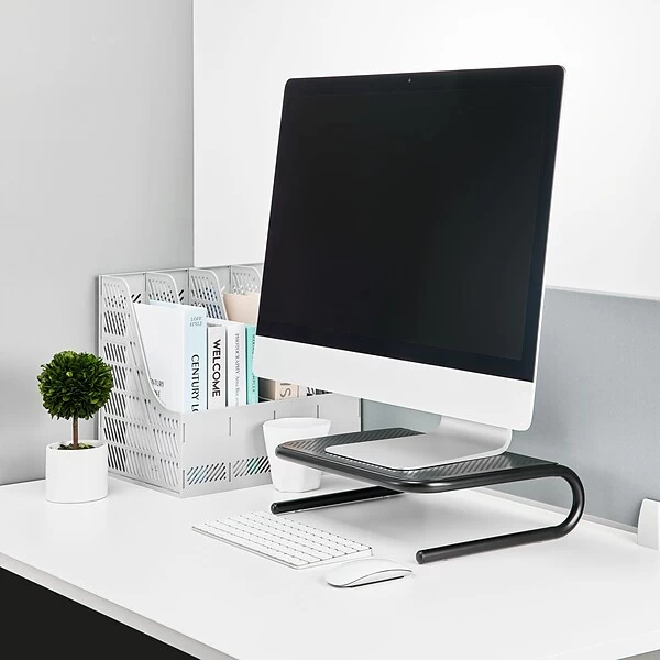Staples® Metal Monitor Stand, Black, 4"H X 14"W X 11"D 3 Staples® Metal Monitor Stand, Black, 4"H X 14"W X 11"D - Image 3