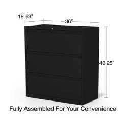 Quill Brand® HL8000 Commercial 3-Drawer Lateral File Cabinet, Locking, Letter/Legal, Black, 36"W (23199D) -Home furniture D2548D67 CE57 4934 AE793349D9347284 s7