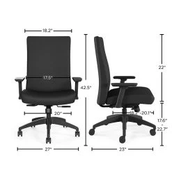 WPS Upholstered Task Chair 2D, Adjustable Arms, Black Fabric Synchro Tilt (54045) -Home furniture DE38D2B9 624E 4EF1 BAFC0870A21A6E14 s7