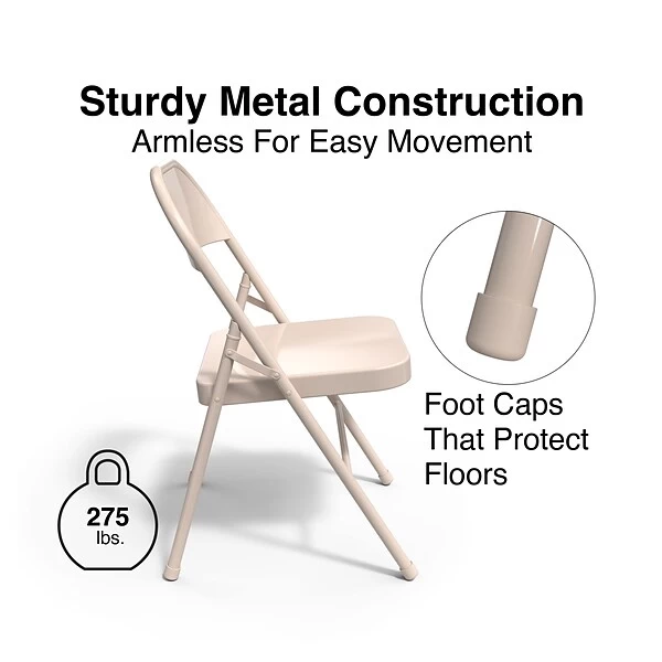 Quill Brand® Metal Folding Chairs, Taupe, 4/Pack (51503) 1 Quill Brand® Metal Folding Chairs, Taupe, 4/Pack (51503)
