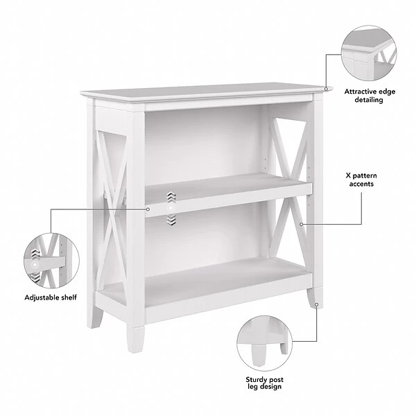 Bush Furniture Key West 2-Shelf 30"H Small Bookcase, Pure White Oak (KWB124WT-03) 2 Bush Furniture Key West 2-Shelf 30"H Small Bookcase, Pure White Oak (KWB124WT-03) - Image 2