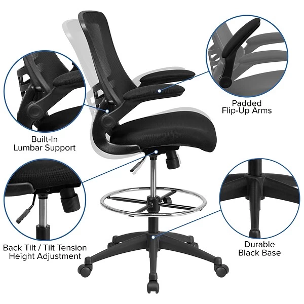 Flash Furniture Mid-Back Design Mesh Task Chair, Black (BL-X-5M-D-GG) 4 Flash Furniture Mid-Back Design Mesh Task Chair, Black (BL-X-5M-D-GG) - Image 4