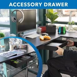 Mount-It! 28"-46"H L-Shape Electric Adjustable Height Standing Corner Desk, Black (MI-15001) -Home furniture F9760F52 1271 4D29 92D903D89681C971 s7