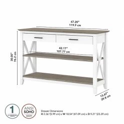 Bush Furniture Key West 47" X 16" Console Table With Drawers And Shelves, Shiplap Gray/Pure White (KWT248G2W-03) -Home furniture FEFFCC2A 1DBC 42D9 BCAC4204C3B9C6C2 s7