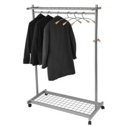 Alba™ Alba Mobile Garment Rack, Chrome/Mahogany