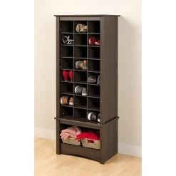 Prepac⢠61.25" Tall Shoe Cubbie Cabinet, Espresso