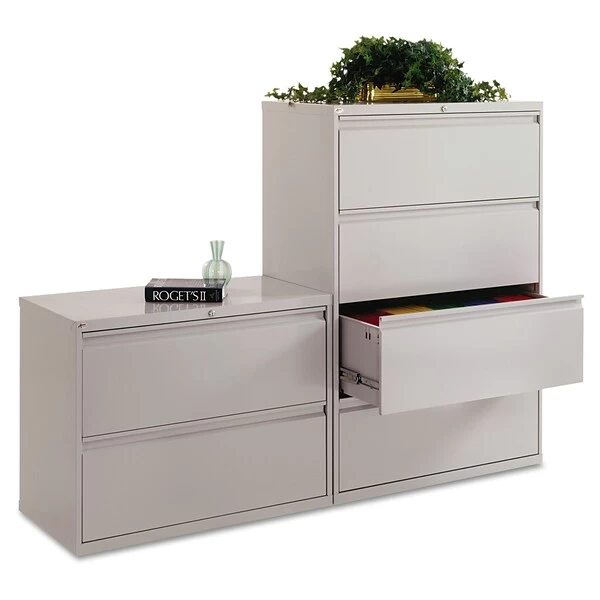 Alera® Four-Drawer Lateral File Cabinet, 36w X 18d X 52 1/2h, Light Gray (ALELF3654LG) 4 Alera® Four-Drawer Lateral File Cabinet, 36w X 18d X 52 1/2h, Light Gray (ALELF3654LG) - Image 4