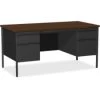 Quill Brand® 60"W Walnut Laminate Fortress Series Desk With Double Pedestal