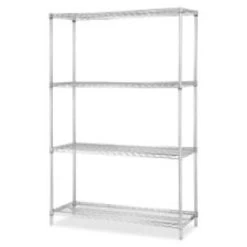 Lorell Industrial Chrome Wire Shelving Starter Kit, Chrome, 48" X 24"