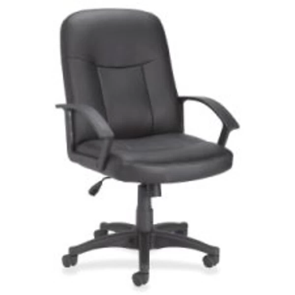 Lorell Leather Managerial Mid-back Chair, Black 1 Lorell Leather Managerial Mid-back Chair, Black