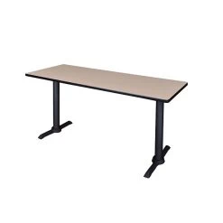 Regency 60" Metal & Wood Cain Computer Table, Beige