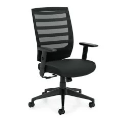 Global Offices To Go™ High-Back Mesh Fabric Management Chair, Black, Adjustable Arms (OTG11920B)