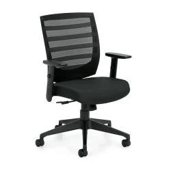 Global Offices To Go™ Mid-Back Mesh Fabric Management Chair, Black, Adjustable Arms (OTG11921B)